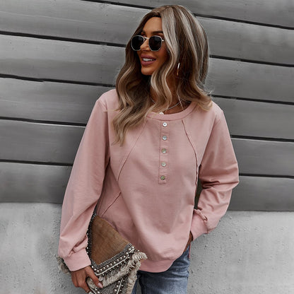Suéter Pulóver de Cuello Redondo y Manga Larga para Mujer de Moda