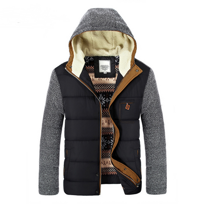 Men's Thick Cotton Jacket with Hood for Youth