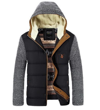 Men's Thick Cotton Jacket with Hood for Youth