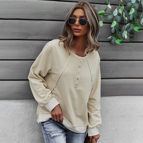 Suéter Pulóver de Cuello Redondo y Manga Larga para Mujer de Moda