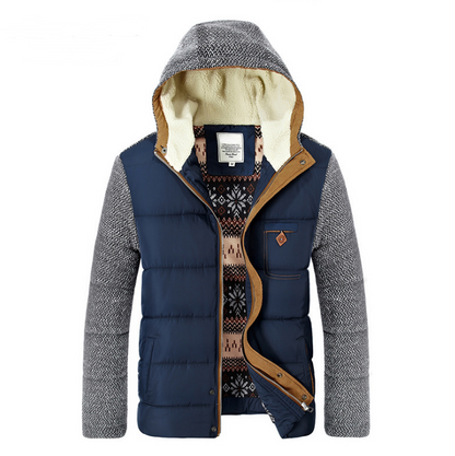 Men's Thick Cotton Jacket with Hood for Youth